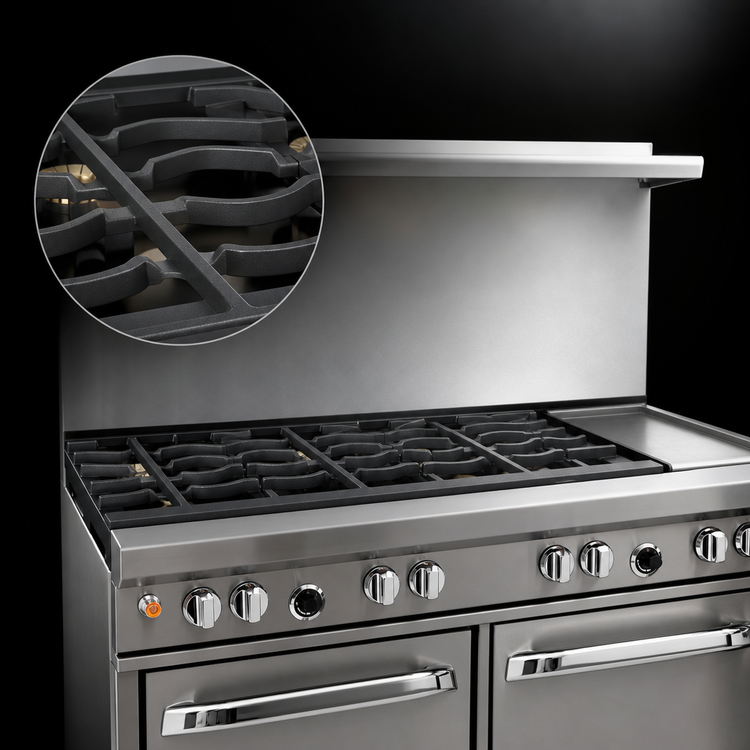 Product image #4 for Southbend Ultimate 48-Inch Restaurant Gas Range with 4 Non-Clog Burners, Wavy Grates, 24-Inch Griddle, Standard Oven and Cabinet Base