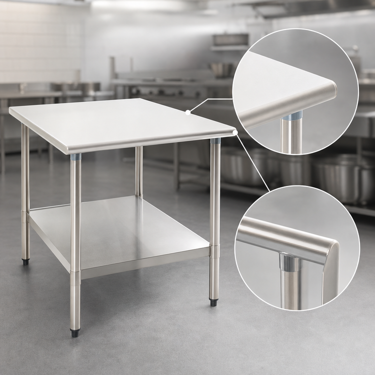 Product image #4 for Deluxe Series Stainless Steel Work Table with Undershelf, 144 x 30 Inches