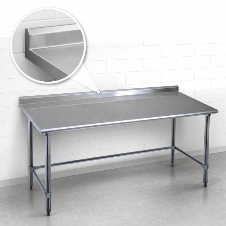 Product image #4 for Eagle Spec-Master 144" W x 24" D Stainless Steel Work Table with Rear Upturn and Tubular Base