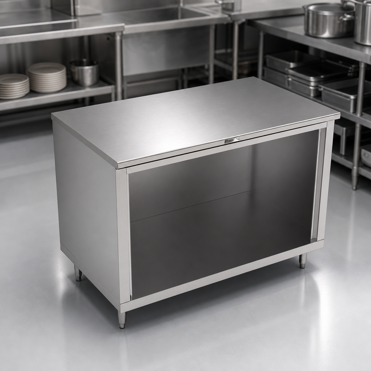 Product image #4 for John Boos Open-Front Stainless Steel Cabinet Base Work Table, Flat Top, 48" W x 36" D