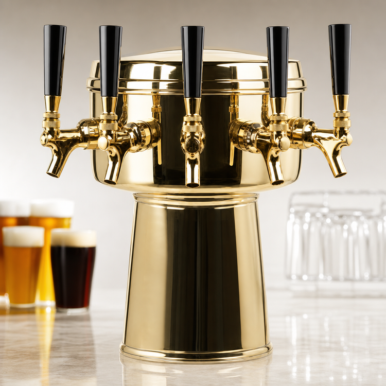 Product image #4 for Micro Matic Mushroom Countertop Air-Cooled 5-Faucet Draft Beer Tower, Polished Brass