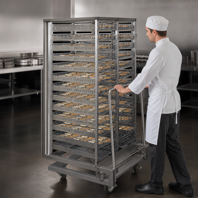 Product image #5 for FWE End-Loading Rethermalizer-Holding Roll-In Rack for 26 Wire Baskets