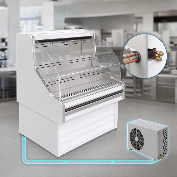 Product image #4 for Howard-McCray 35E Series Curved Glass Remote Open Merchandiser, 39-Inch Wide, 44-Inch High, White, LED Top