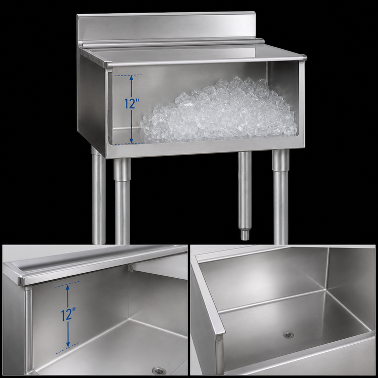 Product image #4 for Eagle Group 2200 Series 18-Inch Underbar Ice Bin/Cocktail Unit, 12-Inch Deep Liner, 65 lb Capacity