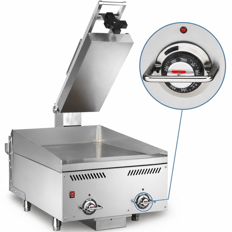 Product image #5 for Vulcan VMCS-201 Heavy Duty 208V Electric Grooved Steel Manual Clamshell Griddle Top