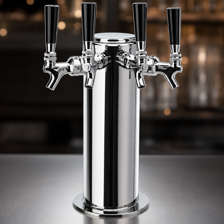 Product image #4 for Micro Matic 4-Faucet Countertop Glycol-Cooled Stainless Steel Draft Beer Tower