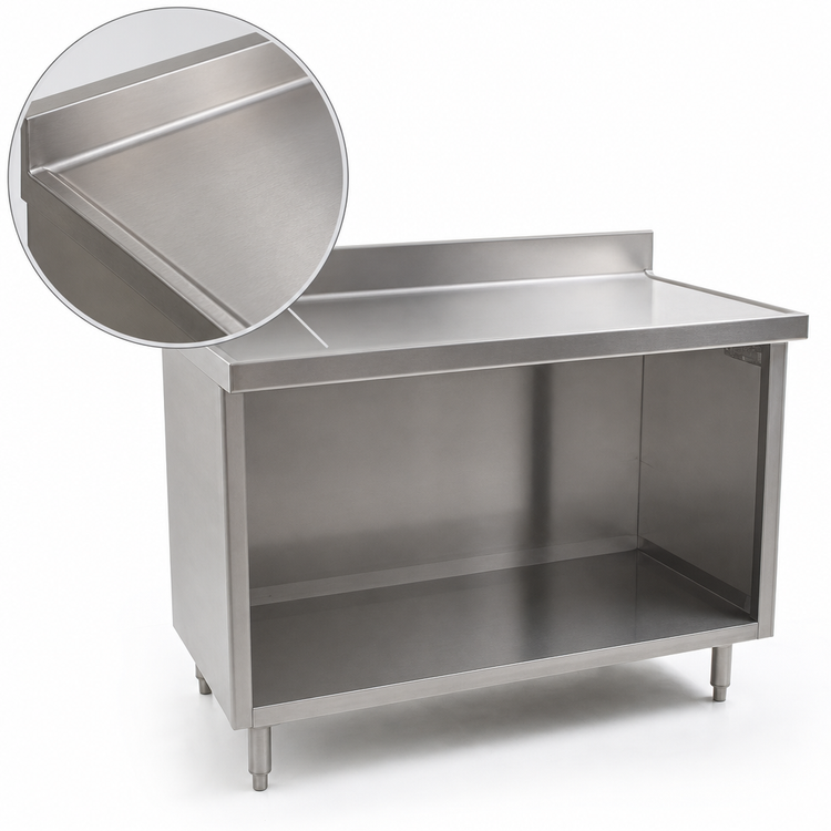 Product image #4 for Spec-Master Marine Series Underbar Work Table with Open Front Cabinet Base, 60 x 24 Inches, 4-1/2 Inch Backsplash
