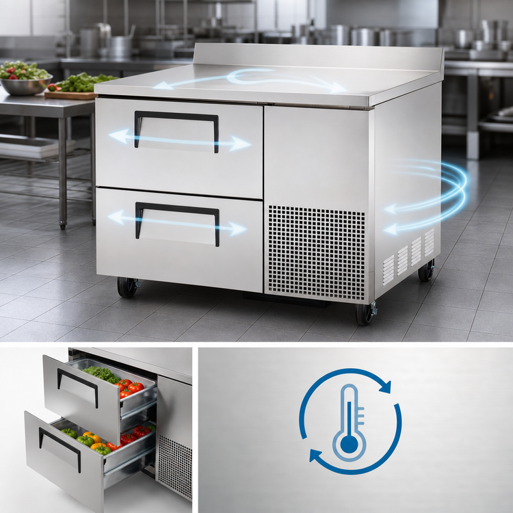 Product image #4 for True 44.5-Inch Deep Worktop Refrigerator with 2 Drawers and Side-Mounted Self-Contained R290 Refrigeration