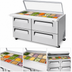 Thumbnail image #4 for Turbo Air Super Deluxe 48-1/4-Inch Two-Section Refrigerated Mega Top Sandwich/Salad Prep Table with Glass Lid and 4 Drawers