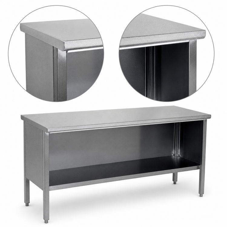 Product image #4 for John Boos EBOS4-30144 144" x 30" Stainless Steel Open Front Enclosed Base Work Table