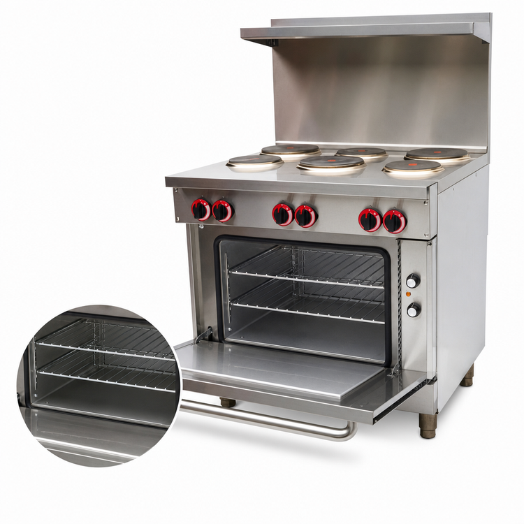 Product image #4 for Castle 36-Inch Electric Restaurant Range with 6 Hotplates and Standard Oven, 208V/3-Phase