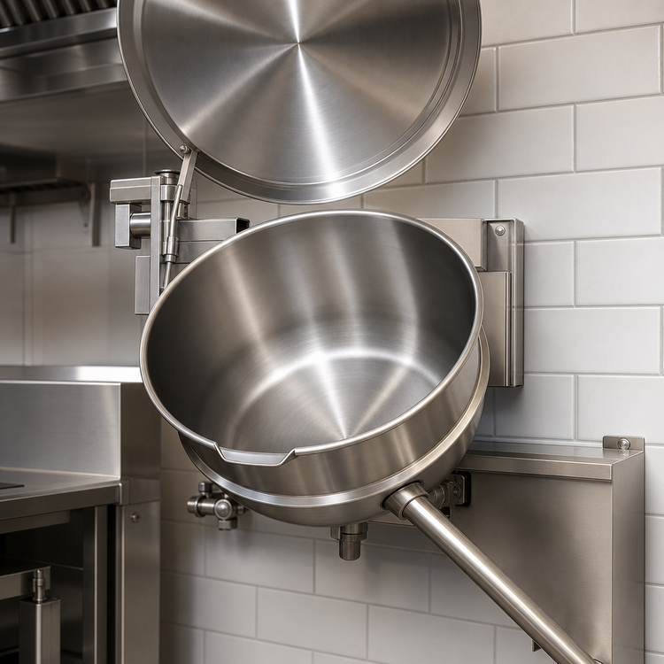 Product image #4 for Legion TWSWT-20 20-Gallon Full-Jacketed Direct Steam Tilting Wall-Mounted Kettle with 304 Stainless Steel Liner