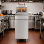 Thumbnail image #4 for Koolmore KM-FDF50-NG 50 lb Vertical Floor-Standing Natural Gas Deep Fryer, 120,000 BTU, Thermostatic Controls, Stainless Steel