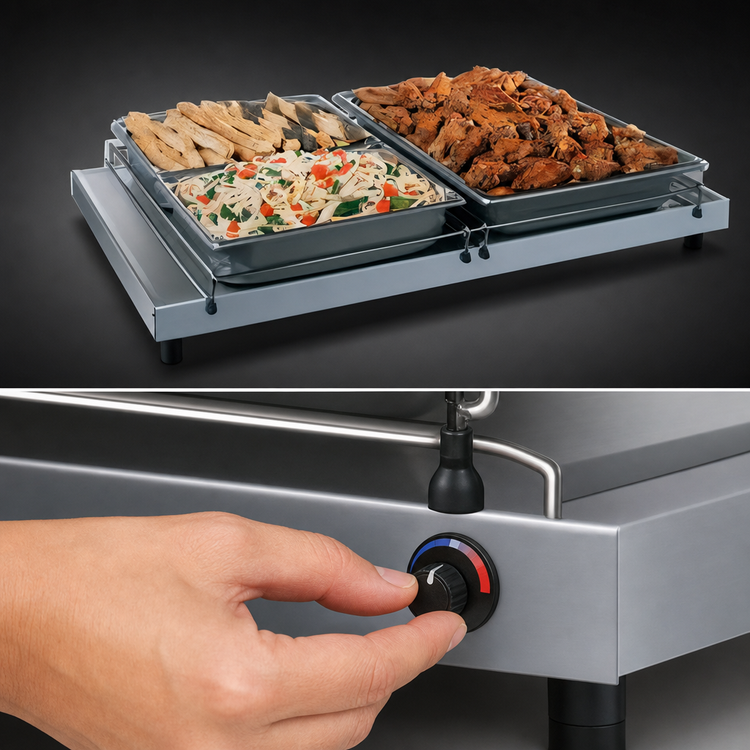 Product image #4 for Hatco Glo-Ray Free-Standing Heated Warming Shelf, 54 Inch W x 13-3/4 Inch D, Stainless Steel Top, Aluminum Base
