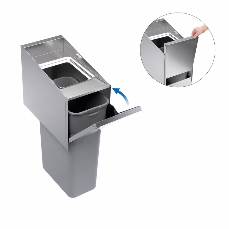 Product image #4 for Krowne Royal Series 12-Inch x 24-Inch Underbar Trash Station, Stainless Steel, No Legs