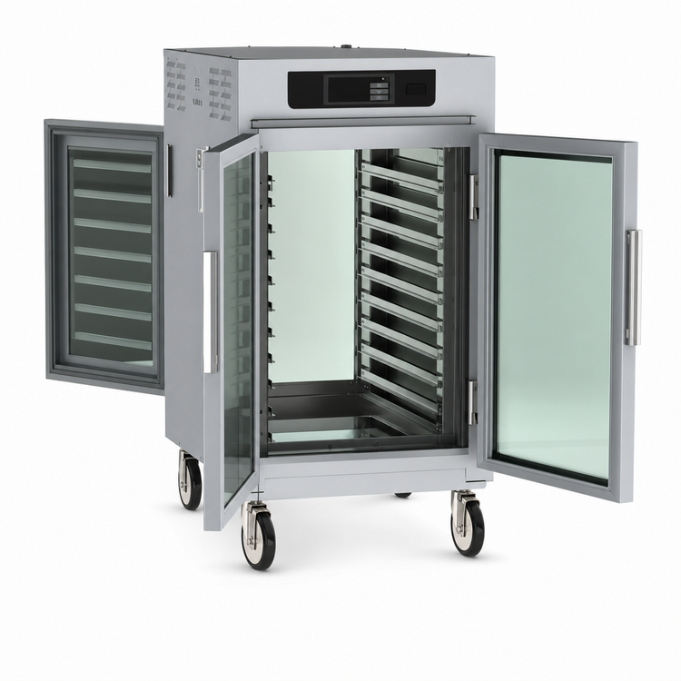 Product image #4 for Metro C5 8 Series Half-Height Pass-Thru Controlled Temperature Heated Holding Cabinet with Double-Pane Glass Doors, Lip Load Slides, 8-Pan Capacity