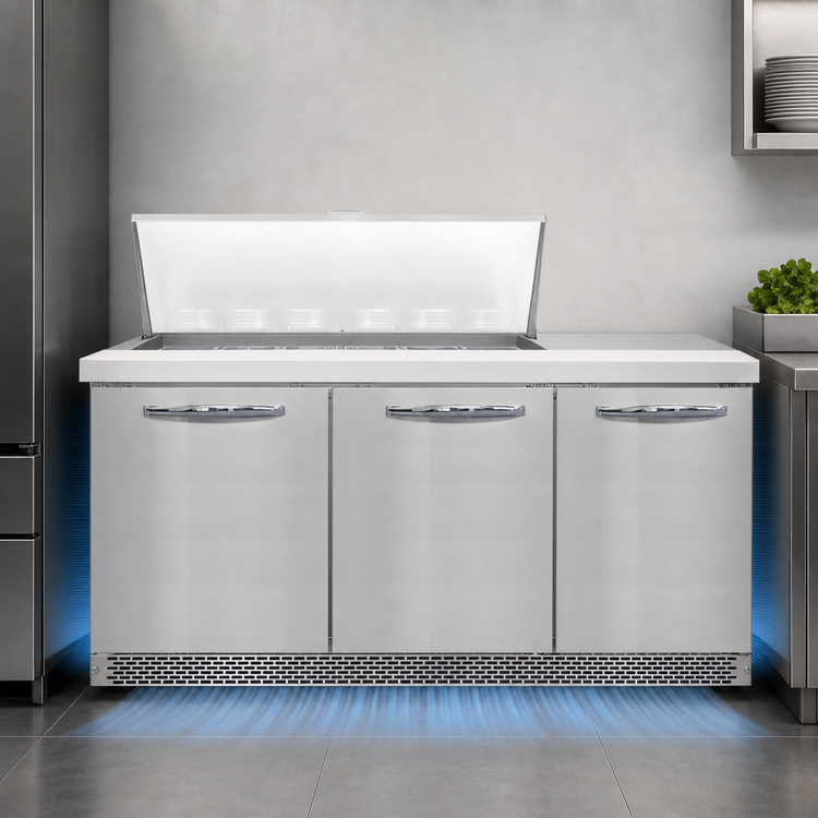 Product image #4 for Continental Refrigerator D72N18M-FB Designer Line 72" Three-Section Mighty Top Front Breather Sandwich Prep Table