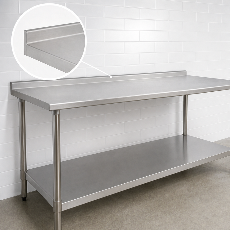 Product image #4 for Eagle Group Spec-Master UT2484E 84-Inch x 24-Inch Stainless Steel Work Table with Rear Up-Turn and Adjustable Undershelf
