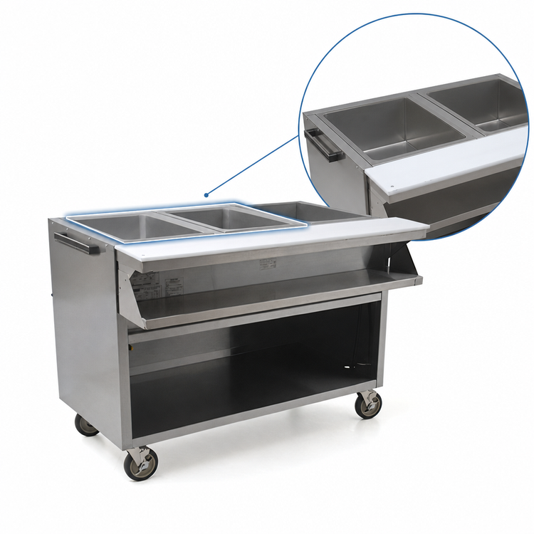 Product image #4 for Spec-Master Mobile Electric Sealed Well Hot Food Table with Open Front, 2 x 12 x 20 Wells, 208V