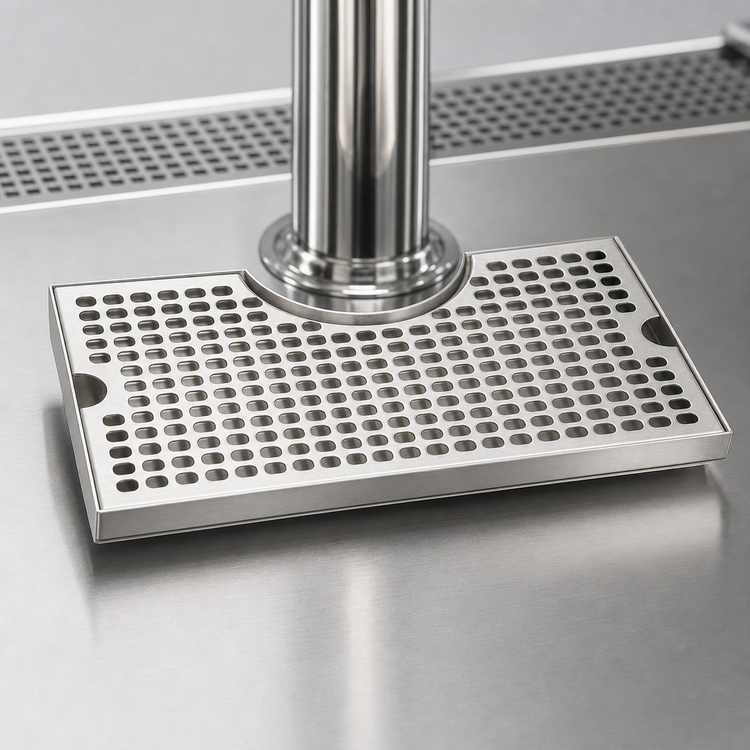 Product image #4 for Micro Matic 12 x 7-Inch Surface Mount Stainless Steel Drip Tray Trough with 5-Inch Draft Tower Cutout