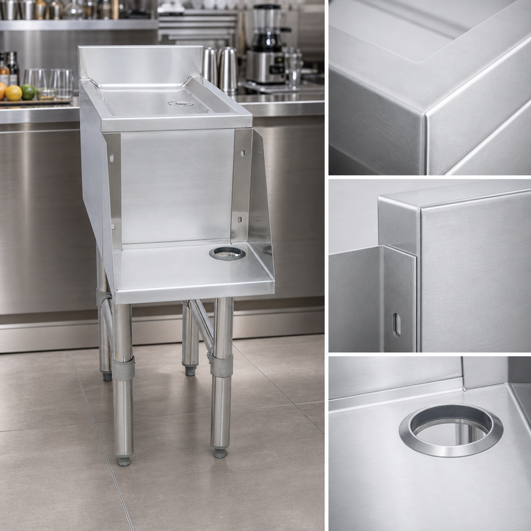 Product image #4 for BK Resources Freestanding Underbar Mixing Station with Drainboard and Blender Shelf, 12 x 18 Inches
