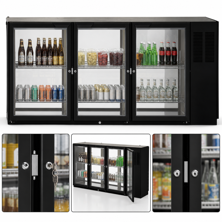 Product image #4 for Beverage-Air 72-Inch Three-Section Food-Rated Pass-Thru Back Bar Refrigerator with 6 Glass Doors