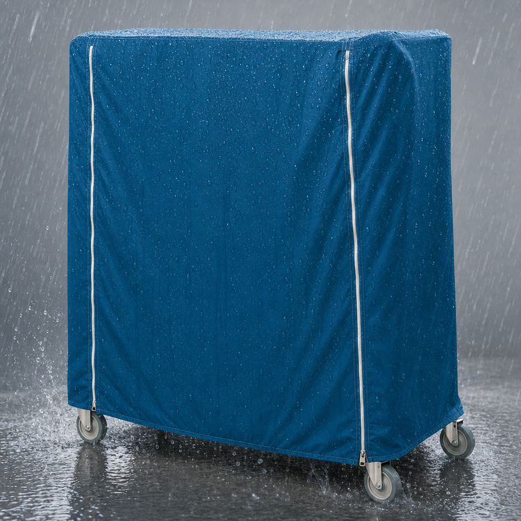 Product image #4 for Metro Waterproof Vinyl-Nylon Banquet Cart Cover, 72"W x 24"D x 74"H, Mariner Blue