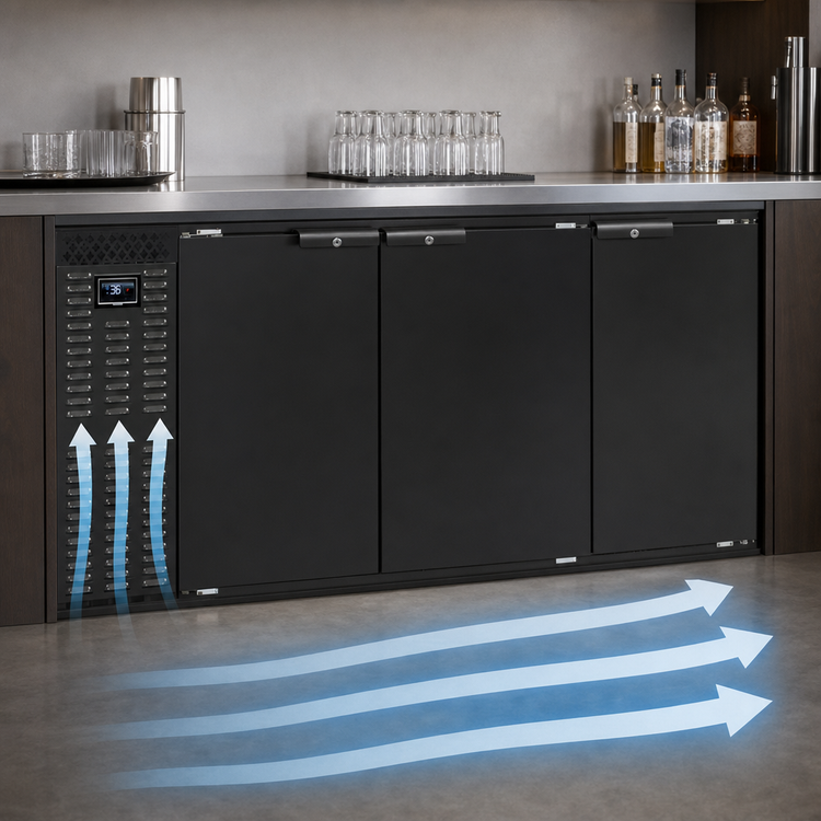 Product image #4 for Continental Refrigerator BB69NPT 69" Pass-Thru Refrigerated Back Bar Cooler with 4 Solid Doors