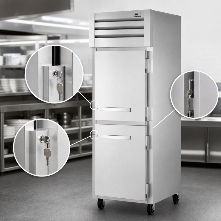 Product image #4 for True SPEC SERIES One-Section Pass-Thru Reach-In Refrigerator, Self-Contained Top Mounted, 2 Half Front Doors and Rear Door
