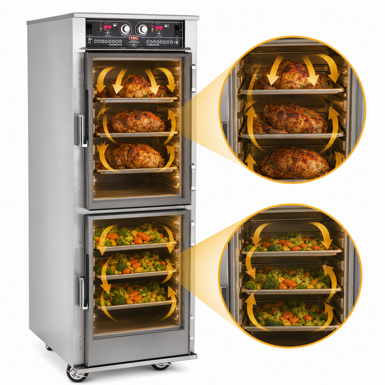 Product image #4 for FWE G2 Series Full-Height Mobile Low Temp Cook & Hold Cabinet, Dual Compartment, Stainless Steel, 14 Full-Size Pan Capacity
