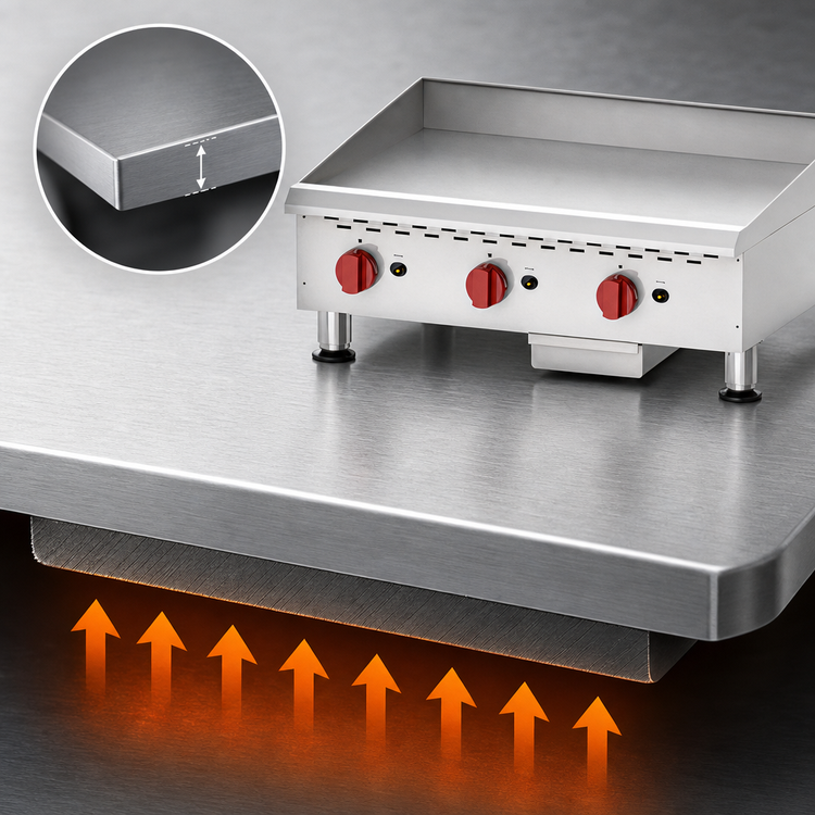 Product image #4 for Omcan Countertop Gas Griddle, 36-Inch x 20-Inch Cooking Area, 90,000 BTU