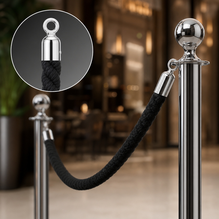 Product image #4 for Securit Black Braided Barrier Rope with Chrome Ends, 2-Inch Diameter x 60-Inch Length