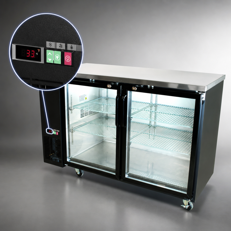 Product image #4 for BK Resources 48-Inch Two-Door Glass Back Bar Refrigerator