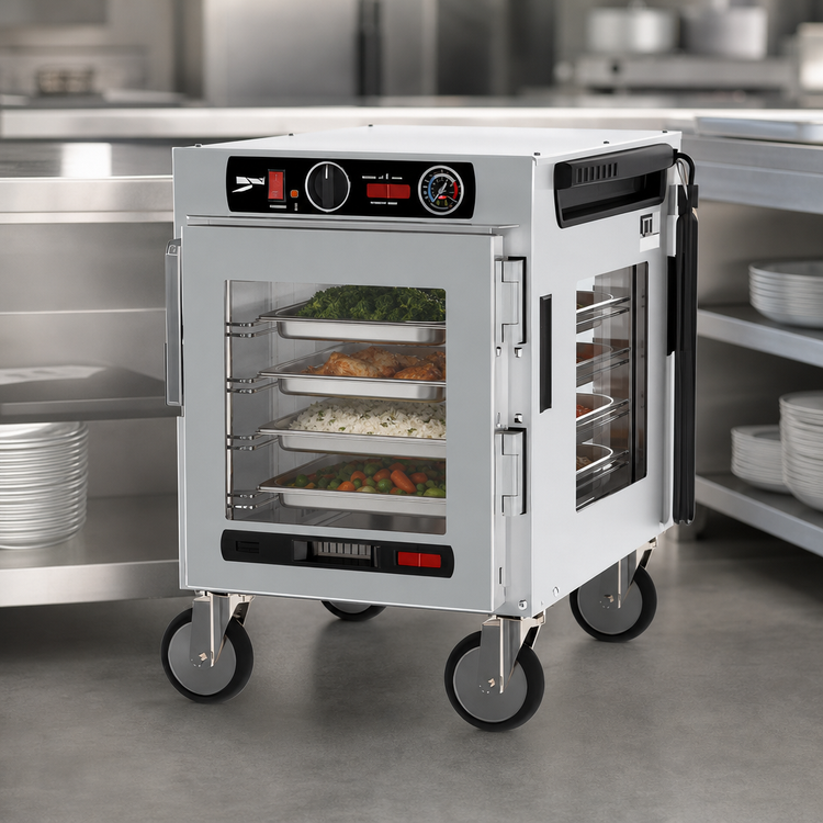 Product image #5 for Metro HotBlox Narrow 4-Pan Undercounter Pass-Thru Heated Holding Cabinet with Clear Front and Rear Doors