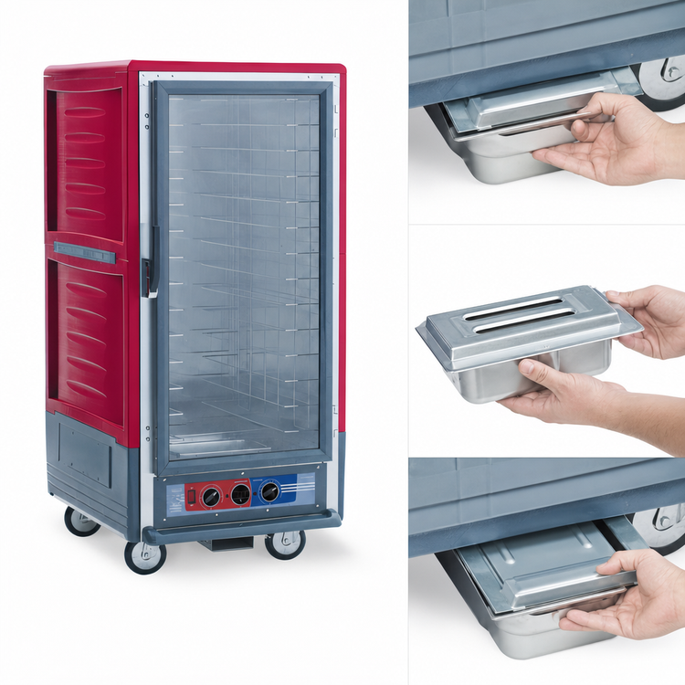 Product image #4 for Metro C5 3 Series 3/4 Height Mobile Moisture Heated Holding and Proofing Cabinet with Clear Polycarbonate Door and Lip Load Slides