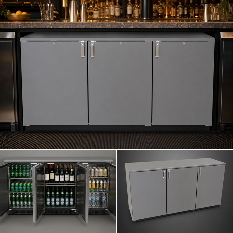 Product image #4 for Glastender C1RB72 One-Zone Remote Back Bar Cooler, 72 Inch, Three-Section, Bar Profile, Solid Swing Doors