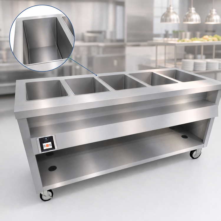 Product image #4 for Thurmaduke TWHF-74SS 74-Inch Mobile Electric 5-Well Waterless Food Warmer