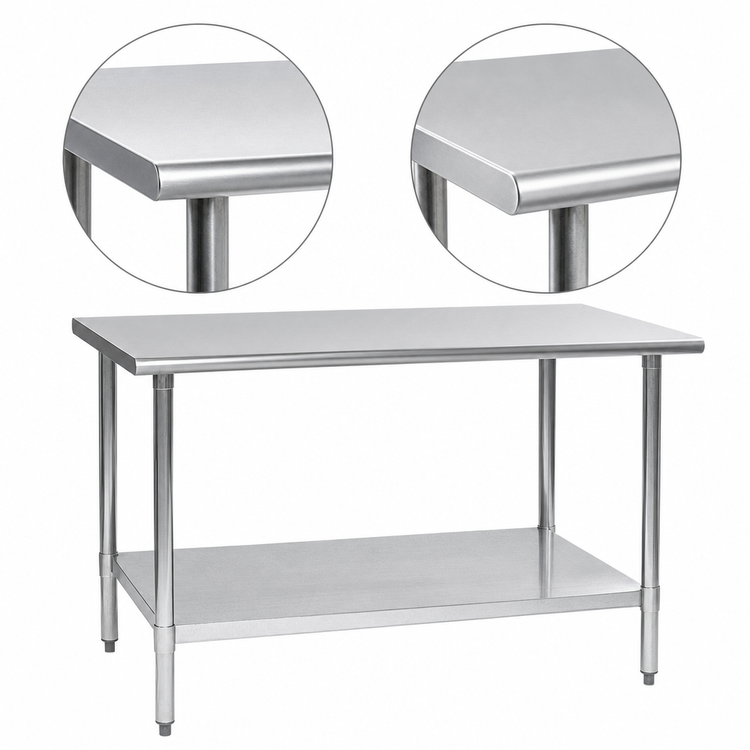 Product image #4 for Eagle Deluxe Series Stainless Steel Work Table with Adjustable Galvanized Undershelf, 84"W x 24"D