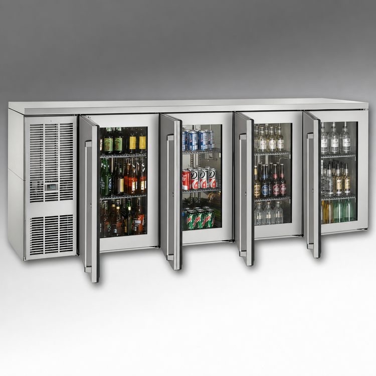 Product image #5 for Perlick BBSN92 Four-Section Narrow Door Self-Contained Side-Mounted Back Bar Refrigerator, 92-Inch Wide