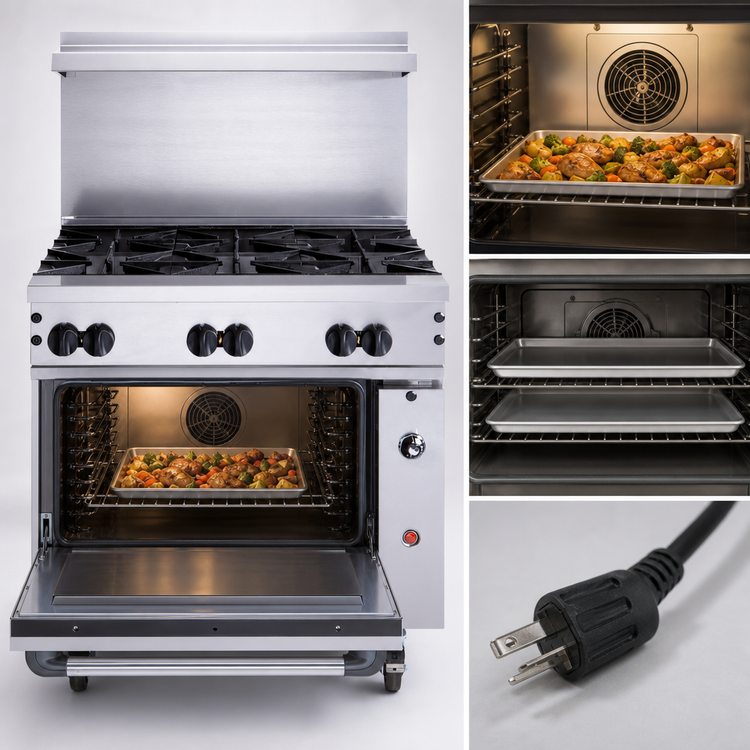 Product image #5 for Vulcan Endurance 36-Inch Natural Gas Restaurant Range with 6 Open Burners, Convection Oven, and High Shelf