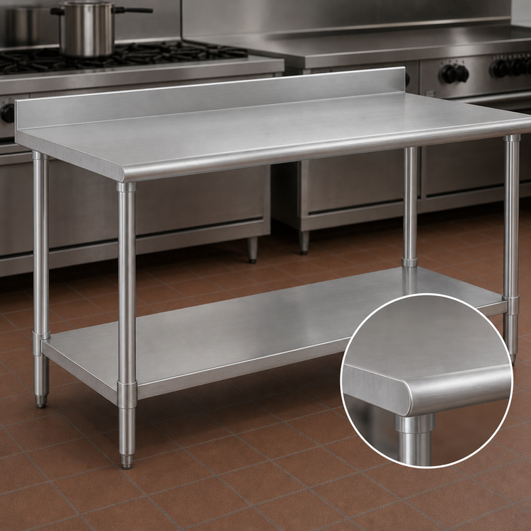 Product image #4 for Eagle Deluxe Series Stainless Steel Work Table with 4-1/2 Inch Backsplash and Adjustable Undershelf, 144 x 30 Inches