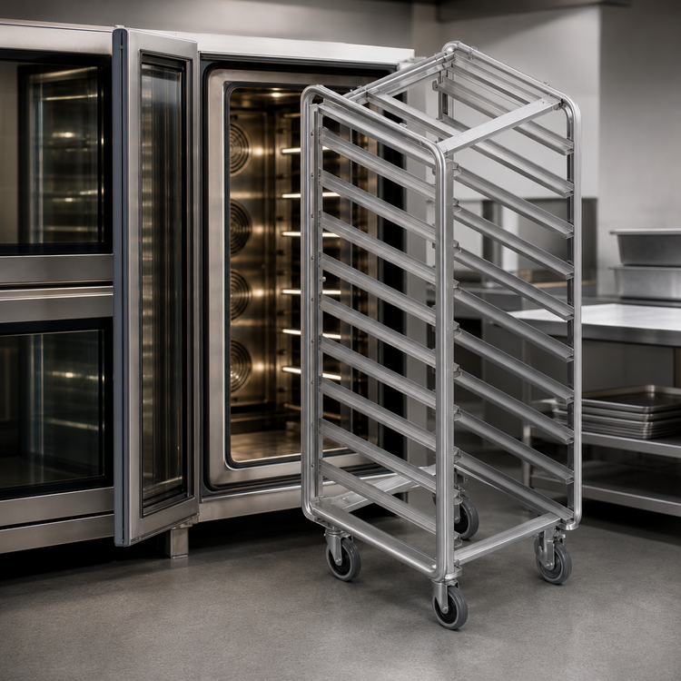 Product image #4 for Baxter Stainless Steel Single End-Load Rack for Double Rack Ovens, 10 Slides, 6-Inch Spacing