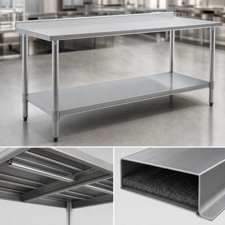 Product image #4 for Eagle Group Deluxe Series Stainless Steel Work Table with Rear Upturn and Adjustable Undershelf, 84 x 30 Inches