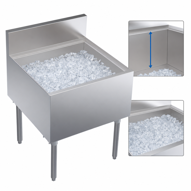 Product image #4 for Krowne Royal Series Stainless Steel Underbar Ice Bin/Cocktail Unit, 24 x 24 Inch, 92 lb Capacity