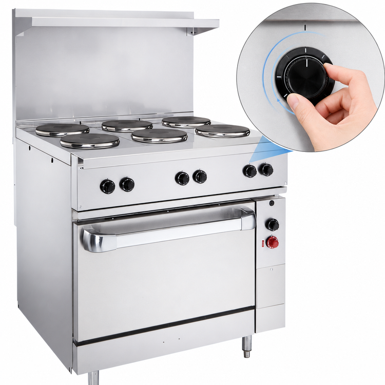 Product image #5 for Vulcan 36-Inch Electric Restaurant Range with 6 French Hotplates and Standard Oversized Oven