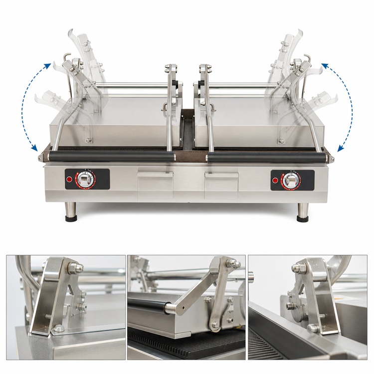 Product image #4 for Pro-Max 2.0 28-Inch Low Profile Countertop Panini Sandwich Grill with Grooved Cast Iron Plates