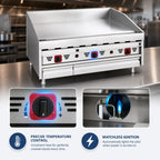 Thumbnail image #4 for Magikitch'n (Middleby) MKG-36-E 36-Inch Countertop Gas Griddle, 1-Inch Polished Steel Plate, Electric Thermostat