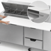 Thumbnail image #5 for Beverage-Air 72-Inch Three-Section Sandwich Prep Table Refrigerator with 17-Inch Cutting Board, 10-Pan Rail, 1 Door and 4 Drawers