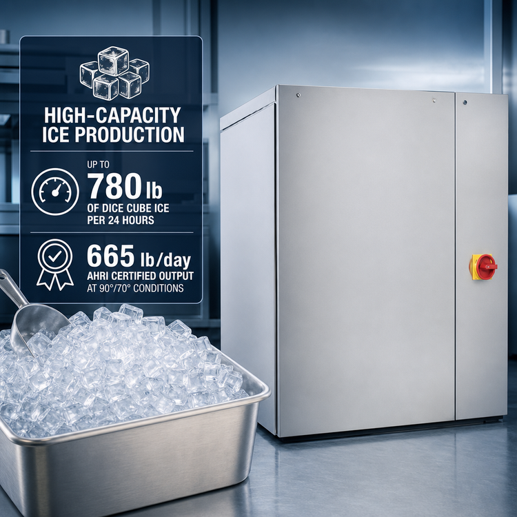 Product image #4 for Manitowoc Indigo NXT Marine Self-Contained Water-Cooled Dice Cube Ice Maker, 30" Wide, 780 lb/Day