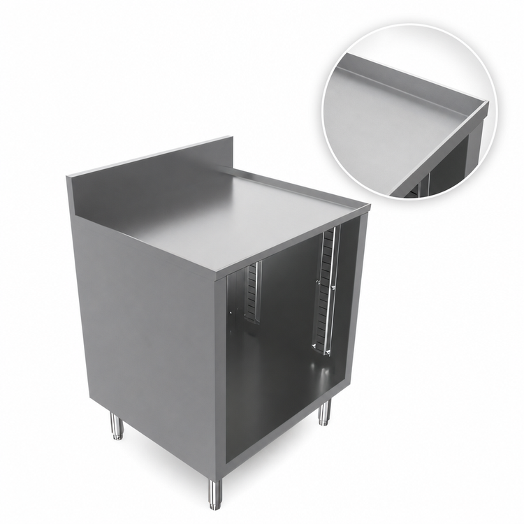 Product image #5 for BK Resources Well Series 24" x 21" Stainless Steel Underbar Cabinet with Flat Top and Raised Edge